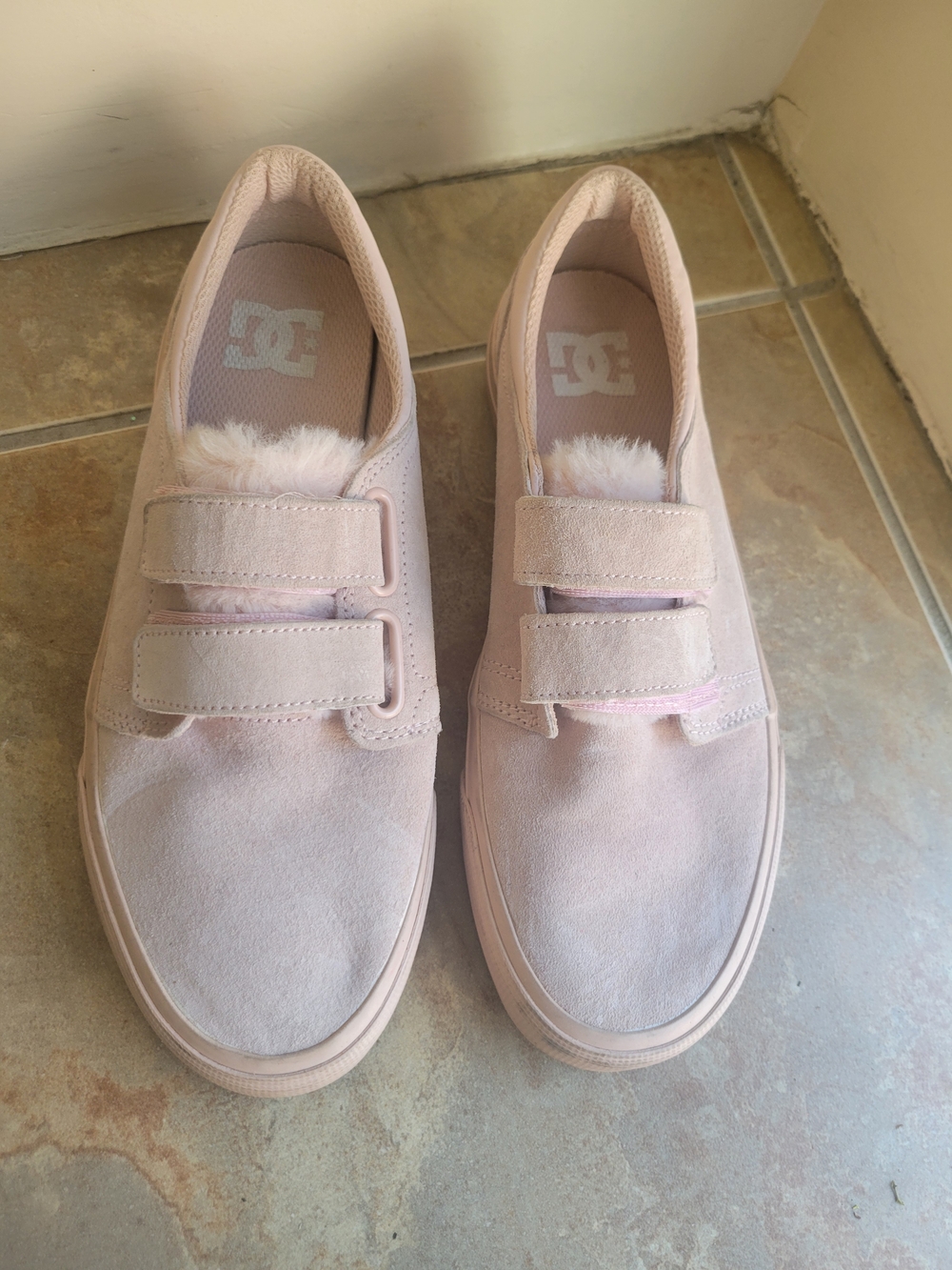 2/$25 DC Pink Suede Sneakers with Faux Fur Tongue